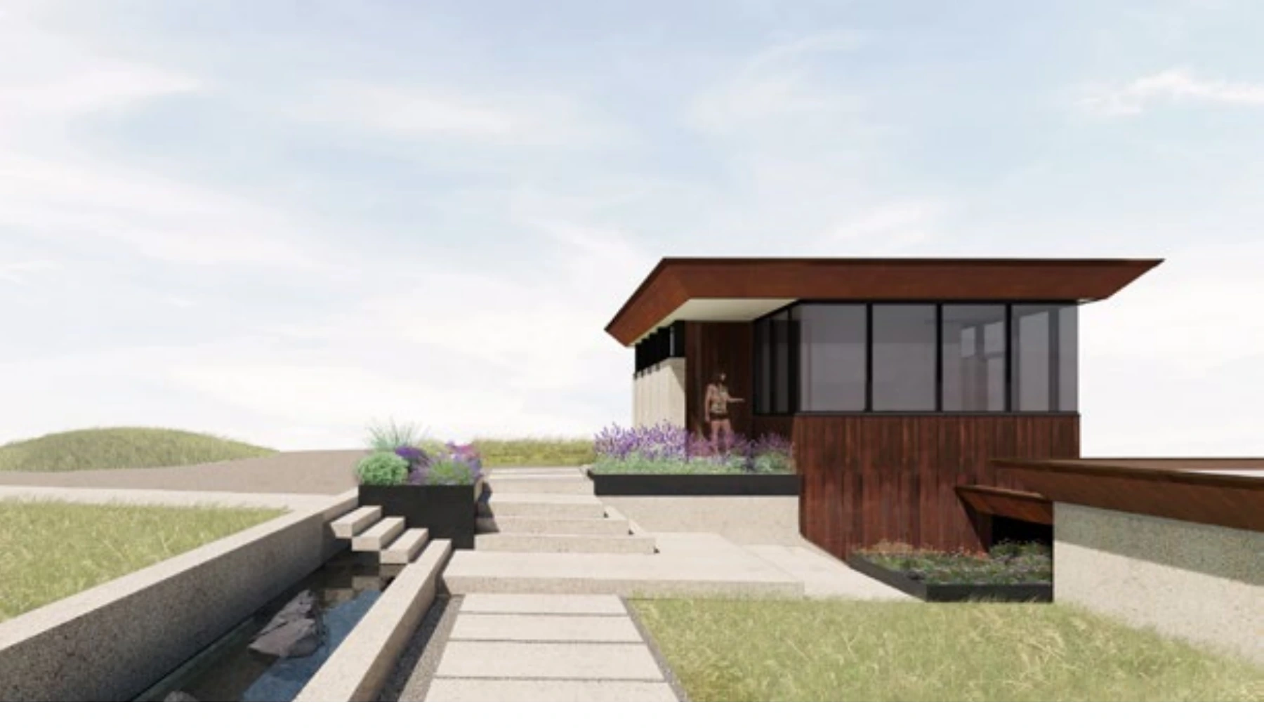 Rendering of the office addition above the existing garage.